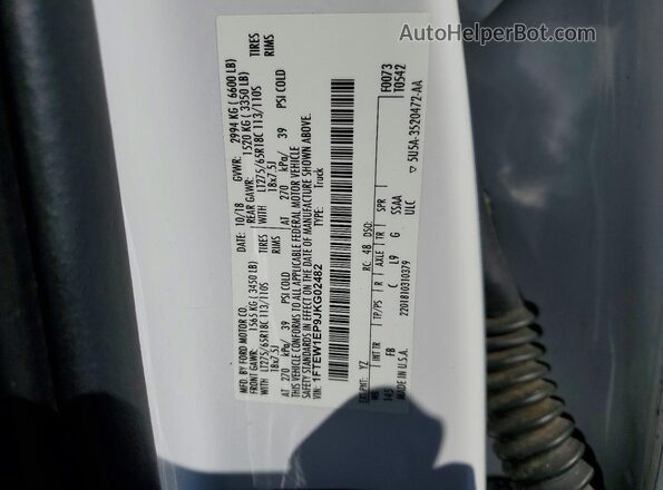 1FTEW1EP9JKG02482 2018 FORD F150 White Vista del compartimento del motor