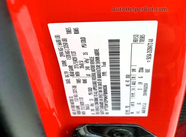 1FTEW1EP9KFB89036 2019 FORD F150 Red ძრავის განყოფილების ხედი