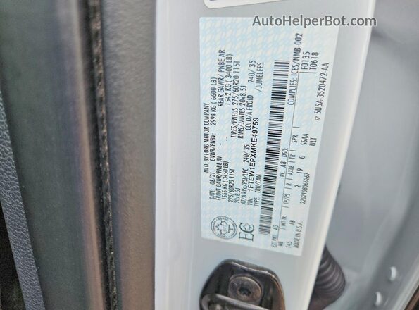 1FTEW1EPXMKE49759 2021 FORD F150 Gray Vista del compartimento del motor