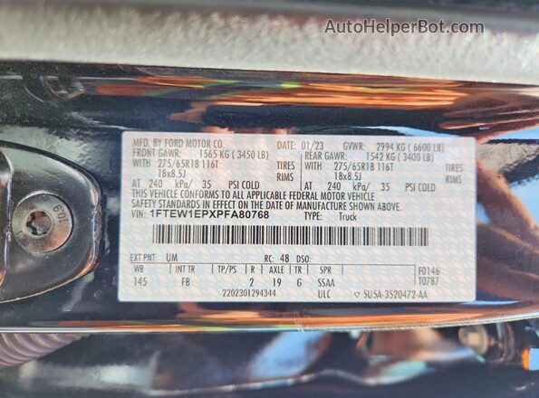 1FTEW1EPXPFA80768 2023 FORD F150 Black Engine compartment view