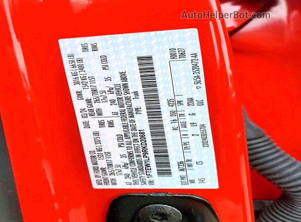 1FTEW1LP9RKD20681 2024 FORD F150 Red VIN sticker view