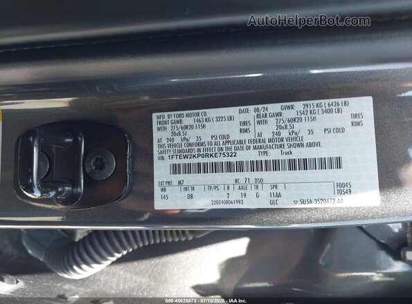 1FTEW2KP0RKE75322 2024 FORD F150 Серый Вид подкапотного пространства