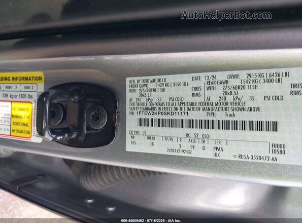 1FTEW2KP0SKD11171 2025 FORD F150 Silver Շարժիչի բաժամունքի տեսք