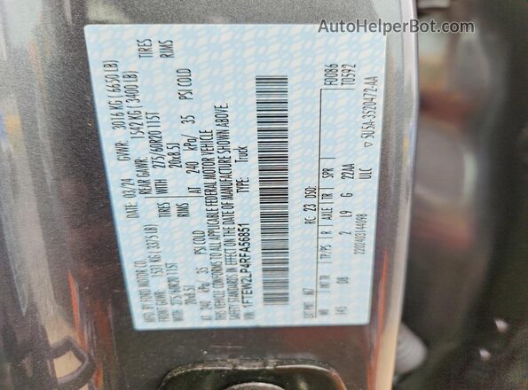 1FTEW2LP4RFA56851 2024 FORD F150 Gray Widok komory silnika