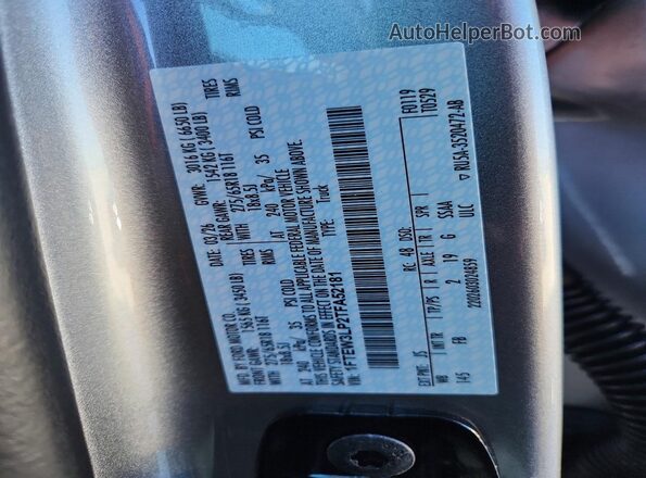 1FTEW3LP2TFA52181 2026 FORD F150 Silver VIN კოდის სტიკერის ხედი