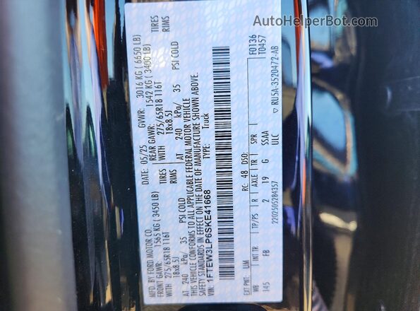 1FTEW3LP6SKE41668 2025 FORD F150 Black Vista del compartimento del motor