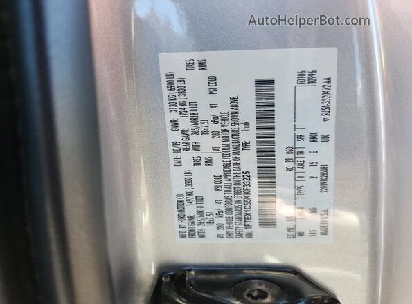 1FTEX1C55KKF33225 2019 FORD F150 Silver Widok komory silnika