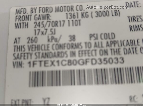 1FTEX1C80GFD35033 2016 FORD F150 White Engine compartment view