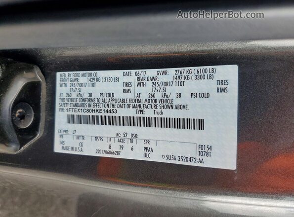1FTEX1C80HKE14453 2017 FORD F150 Gray Engine compartment view