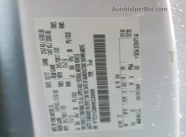 1FTEX1C89HKD20068 2017 FORD F150 White Engine compartment view