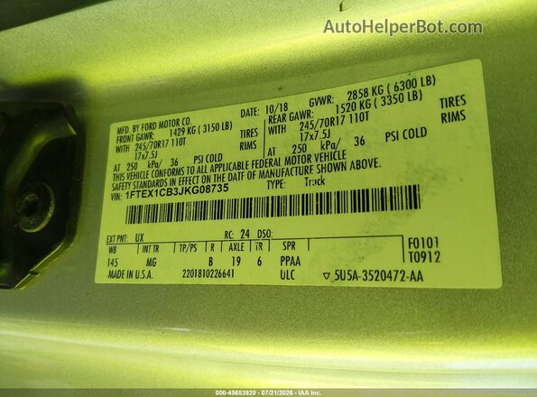 1FTEX1CB3JKG08735 2018 FORD F150 Silver Vista del compartimento del motor