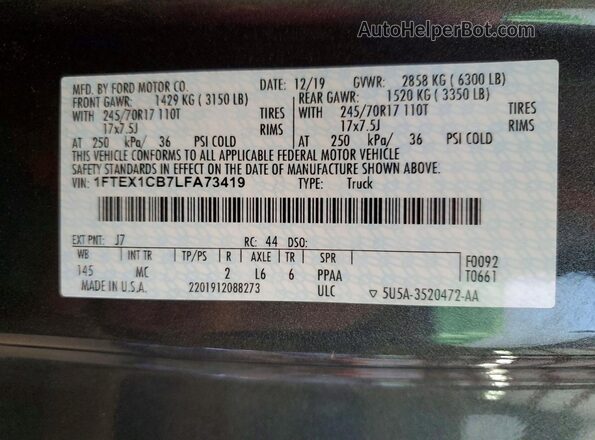 1FTEX1CB7LFA73419 2020 FORD F150 Gray Engine compartment view