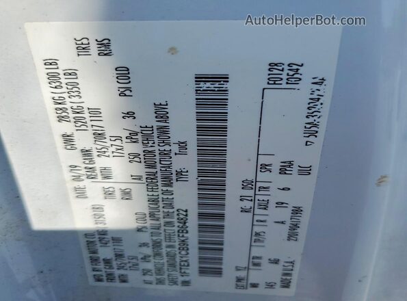 1FTEX1CB9KFB64822 2019 FORD F150 White Շարժիչի բաժամունքի տեսք