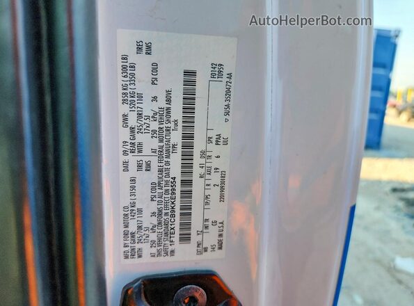 1FTEX1CB9KKE99554 2019 FORD F150 White Vista del compartimento del motor
