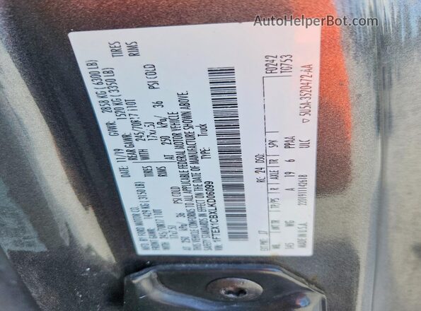 1FTEX1CBXLKD06099 2020 FORD F150 Gray Vista de la etiqueta del VIN