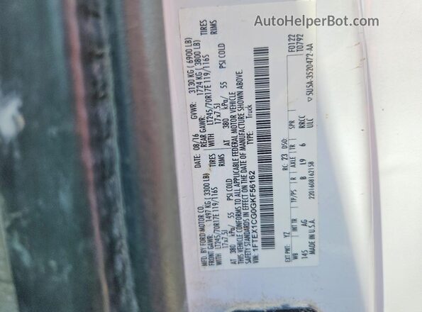 1FTEX1CG0GKF56162 2016 FORD F150 White Widok komory silnika