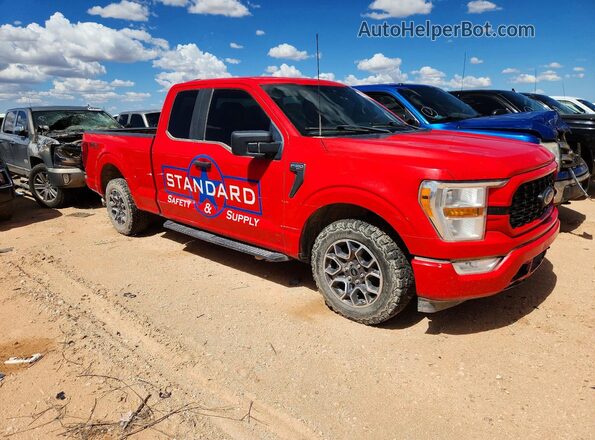 1FTEX1CP1MKD60842 2021 FORD F150 Red Передня права чверть