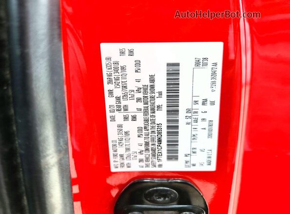 1FTEX1CP4MKD85315 2021 FORD F150 Красный Вид подкапотного пространства