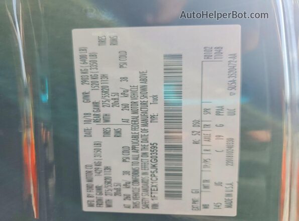 1FTEX1CP5JKG03595 2018 FORD F150 Black Вид підкапотного простору