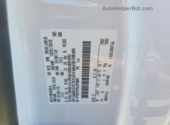 1FTEX1CP5LKF39951 2020 FORD F150 Белый Вид наклейки с VIN-кодом
