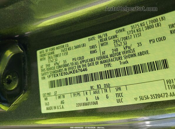 1FTEX1E50JKE67646 2018 FORD F150 Серый Вид подкапотного пространства