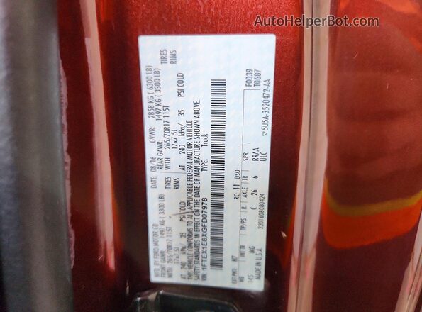 1FTEX1E8XGFD07978 2016 FORD F150 Burgundy Widok komory silnika