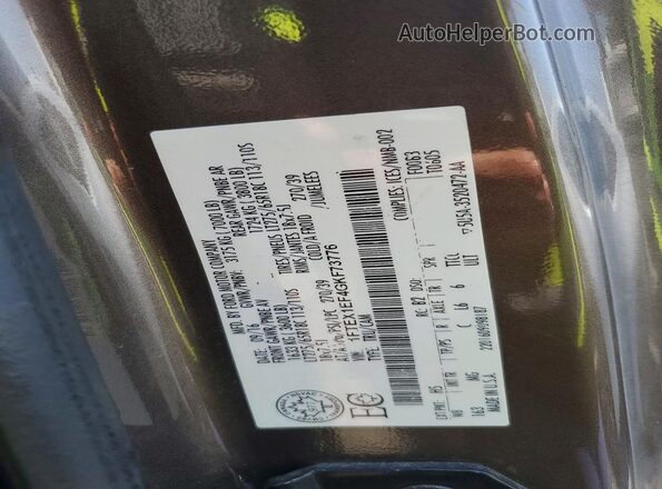 1FTEX1EF4GKF73776 2016 FORD F150 Tan Vista de la etiqueta del VIN