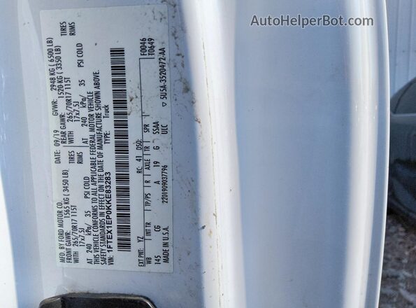 1FTEX1EP0KKE83283 2019 FORD F150 White Widok komory silnika