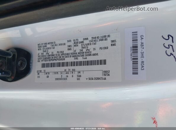 1FTEX1EP0PKF53520 2023 FORD F150 White Vista del compartimento del motor