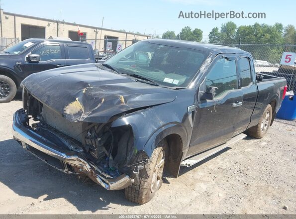 1FTEX1EP1NKD75369 2022 FORD F150 Black Առջևի ձախ երեք քառորդ տեսարան