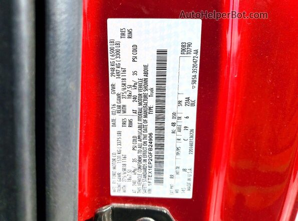 1FTEX1EP2GFB24906 2016 FORD F150 Red Вид підкапотного простору