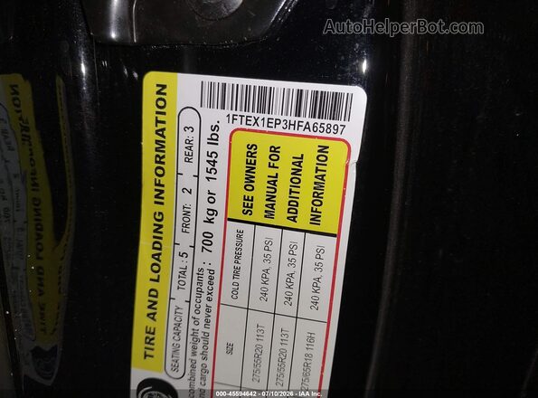 1FTEX1EP3HFA65897 2017 FORD F150 Black Vista del compartimento del motor