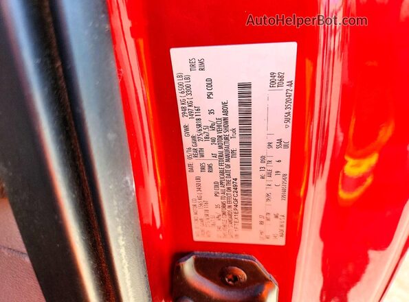 1FTEX1EP4GFC24974 2016 FORD F150 Red Շարժիչի բաժամունքի տեսք