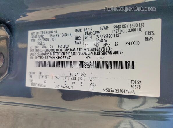 1FTEX1EP4HKE07347 2017 FORD F150 Black Вид підкапотного простору