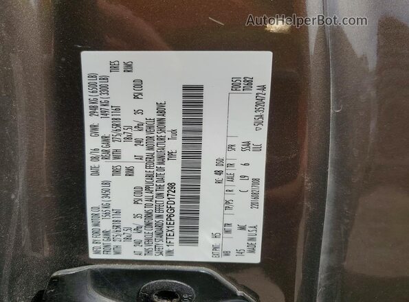 1FTEX1EP6GFD17298 2016 FORD F150 Brown Widok komory silnika