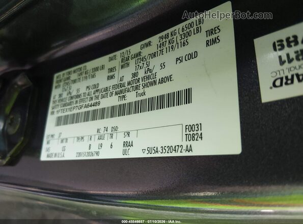 1FTEX1EP7GFA64489 2016 FORD F150 Black ძრავის განყოფილების ხედი