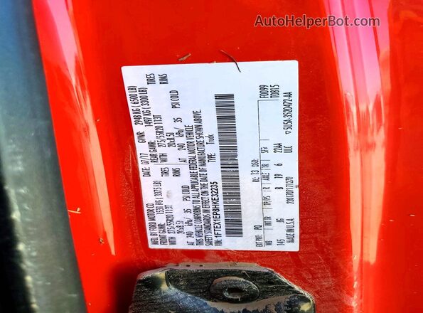 1FTEX1EP8HKE32235 2017 FORD F150 Red Widok komory silnika