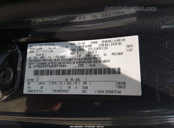 1FTEX1EP9JFD11244 2018 FORD F150 Серый Вид подкапотного пространства