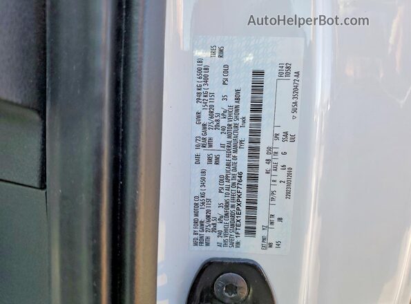 1FTEX1EPXPKF77646 2023 FORD F150 White VIN sticker view