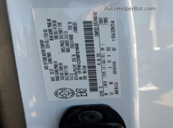 1FTFW1CD5MFB18948 2021 FORD F150 White Вид підкапотного простору