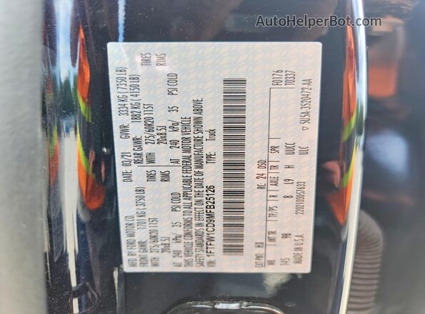 1FTFW1CD9MFB25126 2021 FORD F150 Blue Շարժիչի բաժամունքի տեսք
