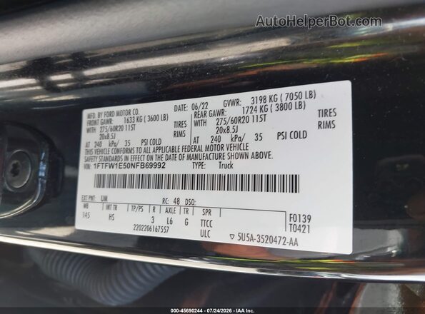 1FTFW1E50NFB69992 2022 FORD F150 Black Вид підкапотного простору