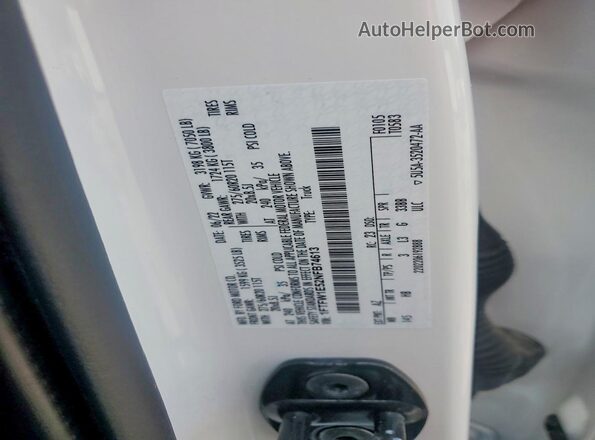 1FTFW1E52NFB74613 2022 FORD F150 White VIN sticker view