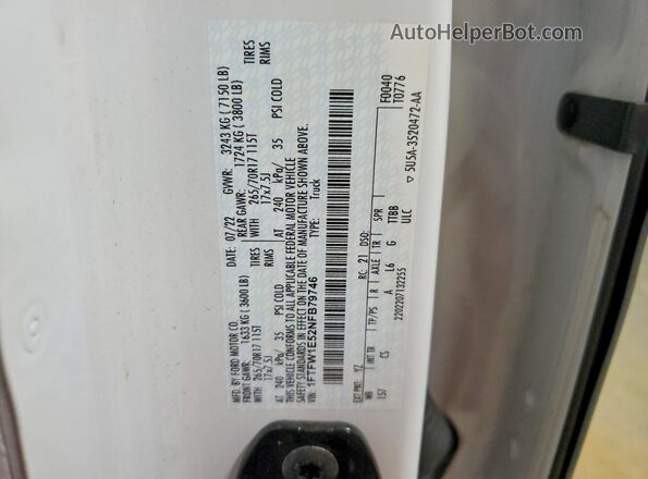 1FTFW1E52NFB79746 2022 FORD F150 White Engine compartment view
