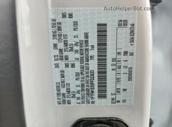 1FTFW1E55PFD23633 2023 FORD F150 Белый Вид подкапотного пространства