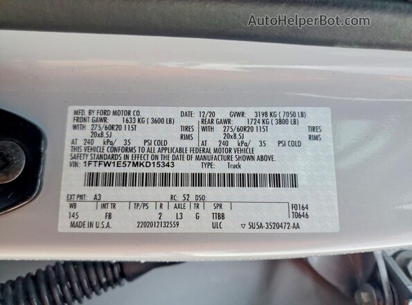 1FTFW1E57MKD15343 2021 FORD F150 Gray Engine compartment view