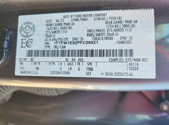 1FTFW1E82PFC08921 2023 FORD F150 Серый Вид подкапотного пространства