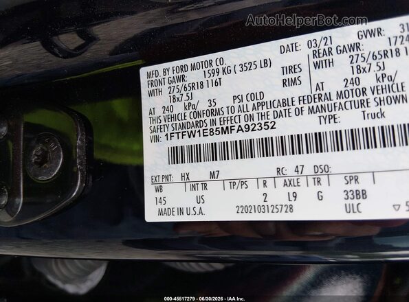 1FTFW1E85MFA92352 2021 FORD F150 Синий Вид подкапотного пространства