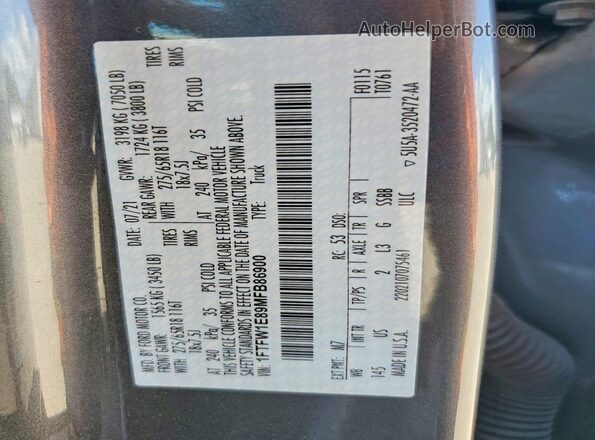 1FTFW1E89MFB86900 2021 FORD F150 Gray Вид підкапотного простору