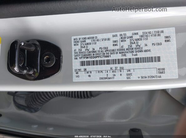 1FTFW1ED0PFC75661 2023 FORD F150 White Widok komory silnika